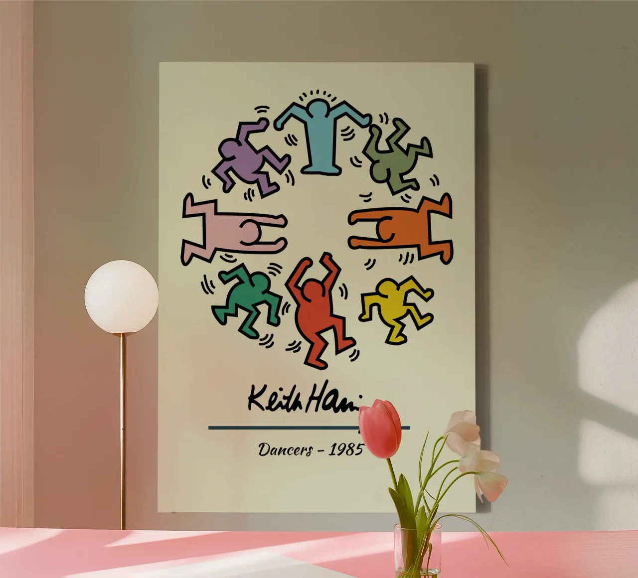 Keith Haring Tänzer 1985 Pop Art Poster Leinwand mit Schattenfugenrahmen von ClubArt