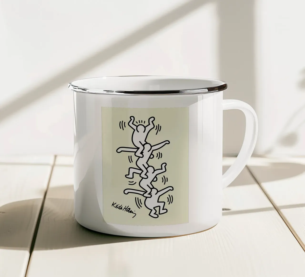Stampa pop di Keith Haring Human Tower tazza in smalto da ClubArt