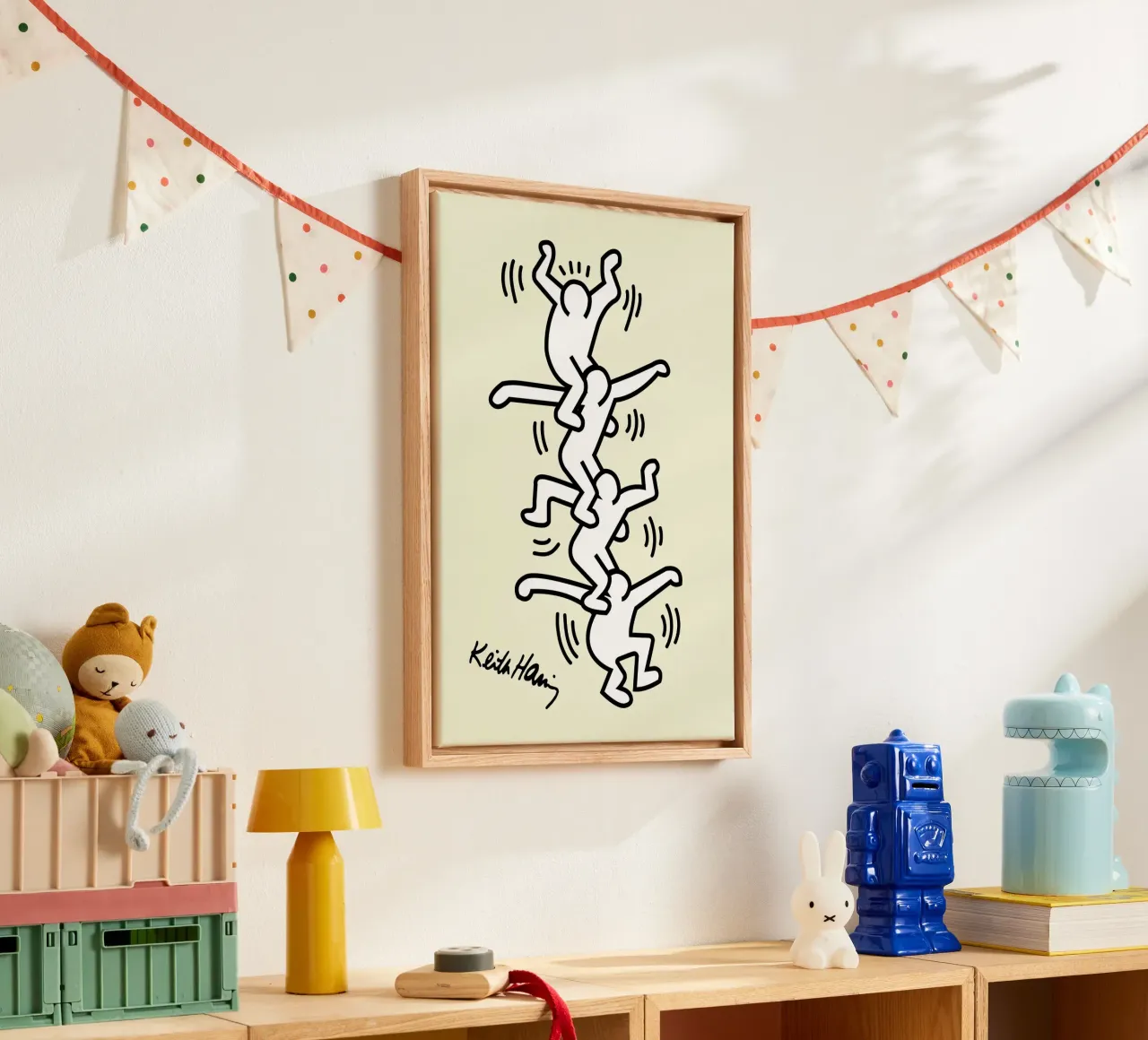 Keith Haring Menselijke Toren Pop Art Print canvas met Baklijst van ClubArt