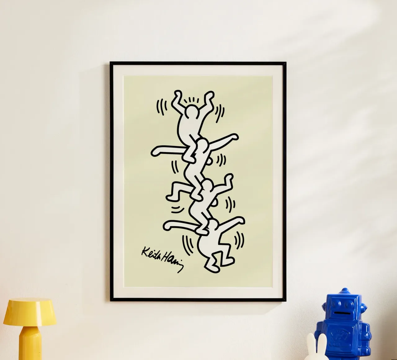 Stampa pop di Keith Haring Human Tower poster con telaio in plastica da ClubArt