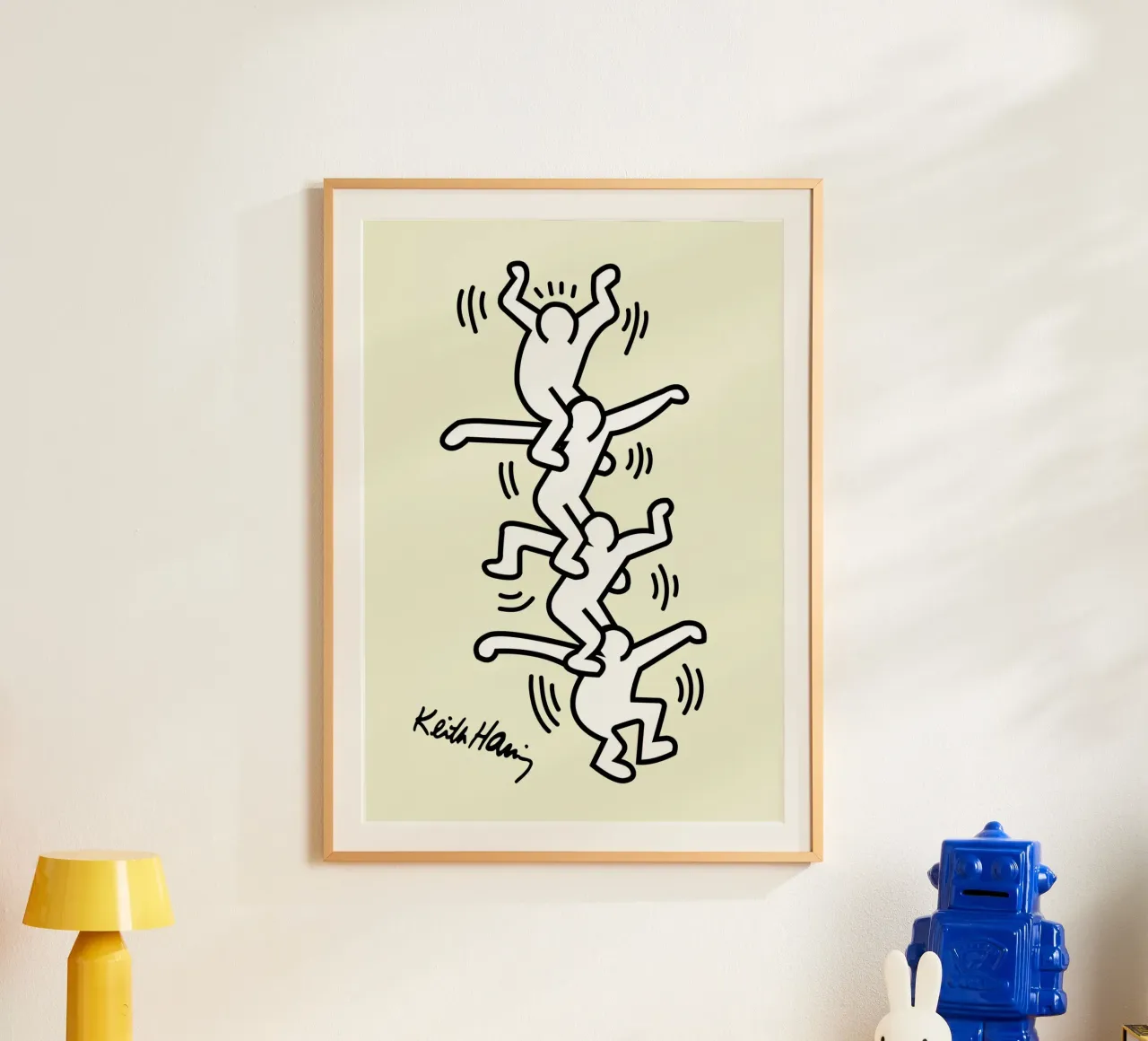 Stampa pop di Keith Haring Human Tower poster con telaio in plastica da ClubArt