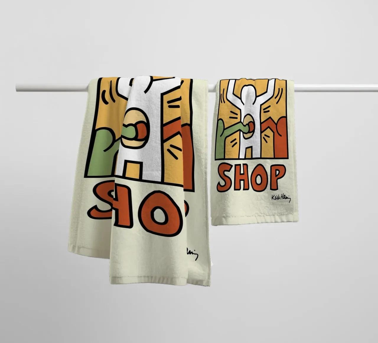 Keith Haring Pop Shop Art Print towel by ClubArt