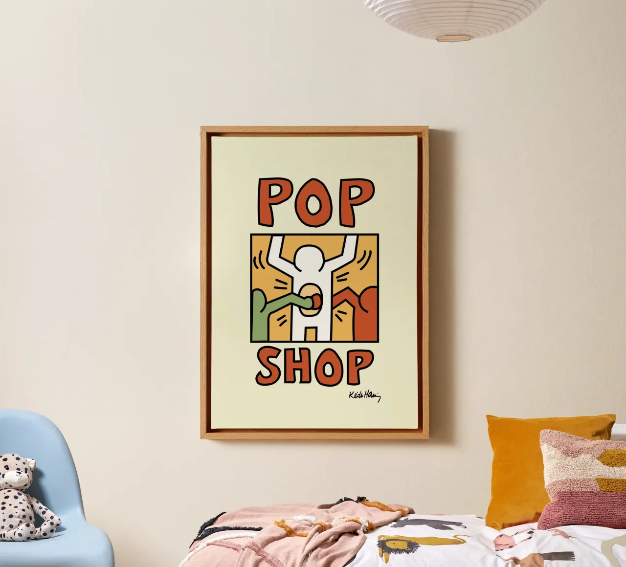 Keith Haring Pop Shop Kunstdruck Leinwand mit Schattenfugenrahmen von ClubArt