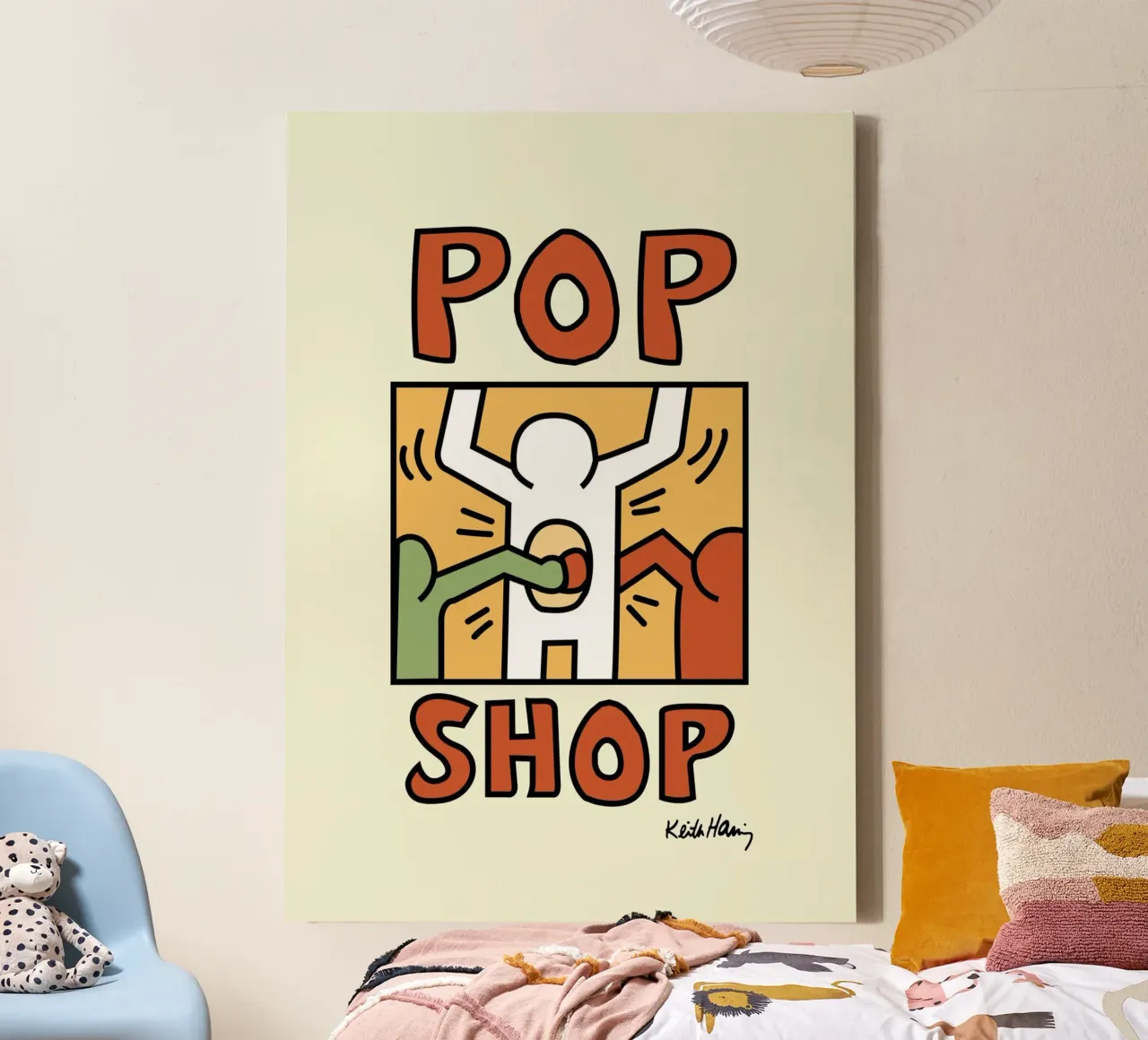 Keith Haring Pop Shop Kunstdruck Leinwand mit Schattenfugenrahmen von ClubArt