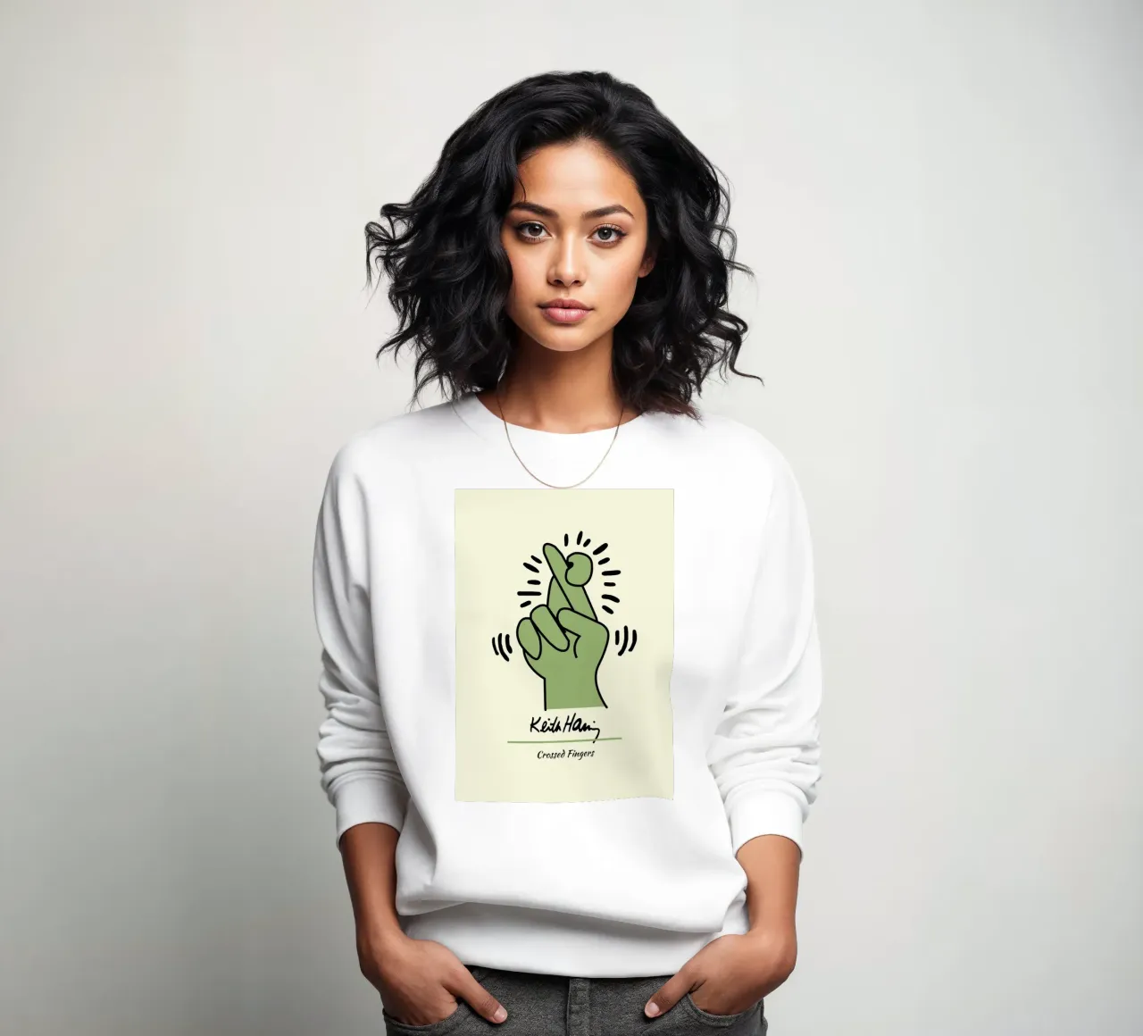 Keith Haring doigts croisés Pop Art Print sweat de ClubArt