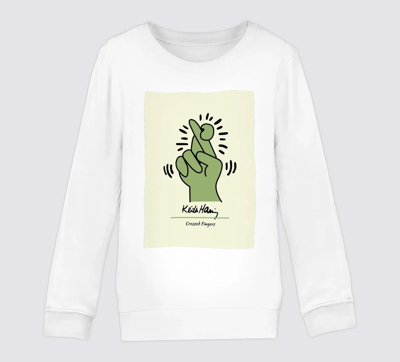 Stampa pop di Keith Haring con dita incrociate felpa bambino da ClubArt