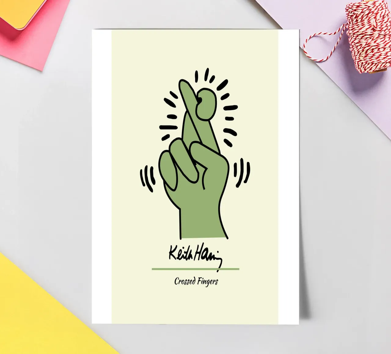 Keith Haring Gekreuzte Finger Pop Art Druck Stickerbogen von ClubArt