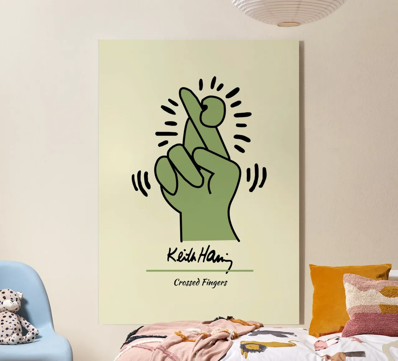Keith Haring Gekruiste Vingers Pop Art Print acryl van ClubArt