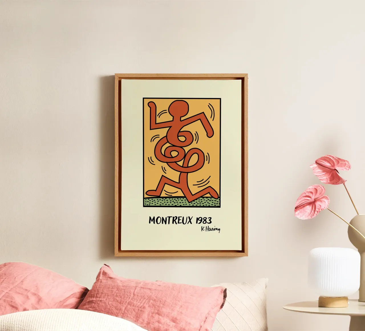 Keith Haring Montreux Jazz Festival Poster canvas with Floater frame by ClubArt