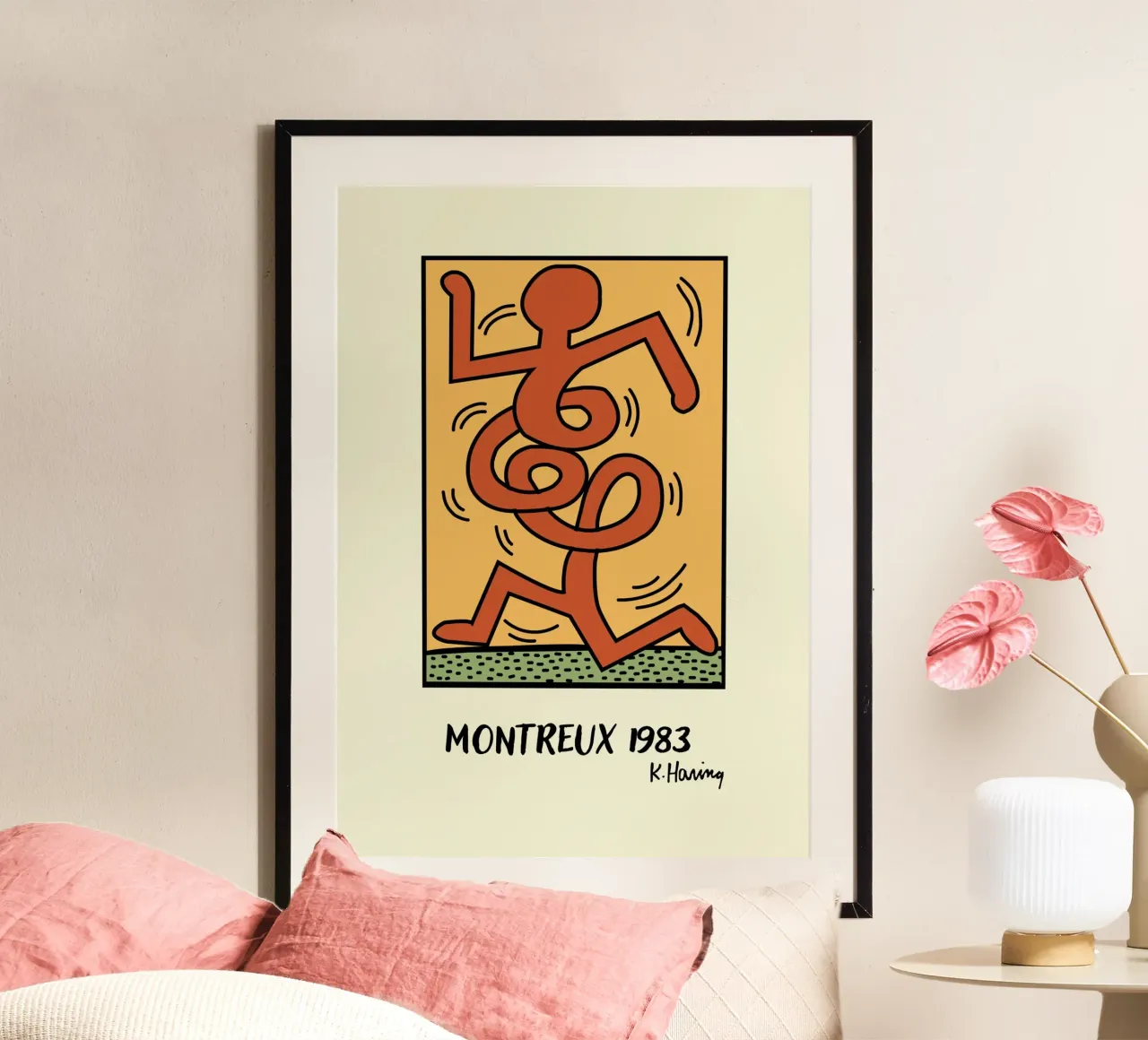 Poster del Festival del Jazz di Montreux di Keith Haring poster con telaio in plastica da ClubArt