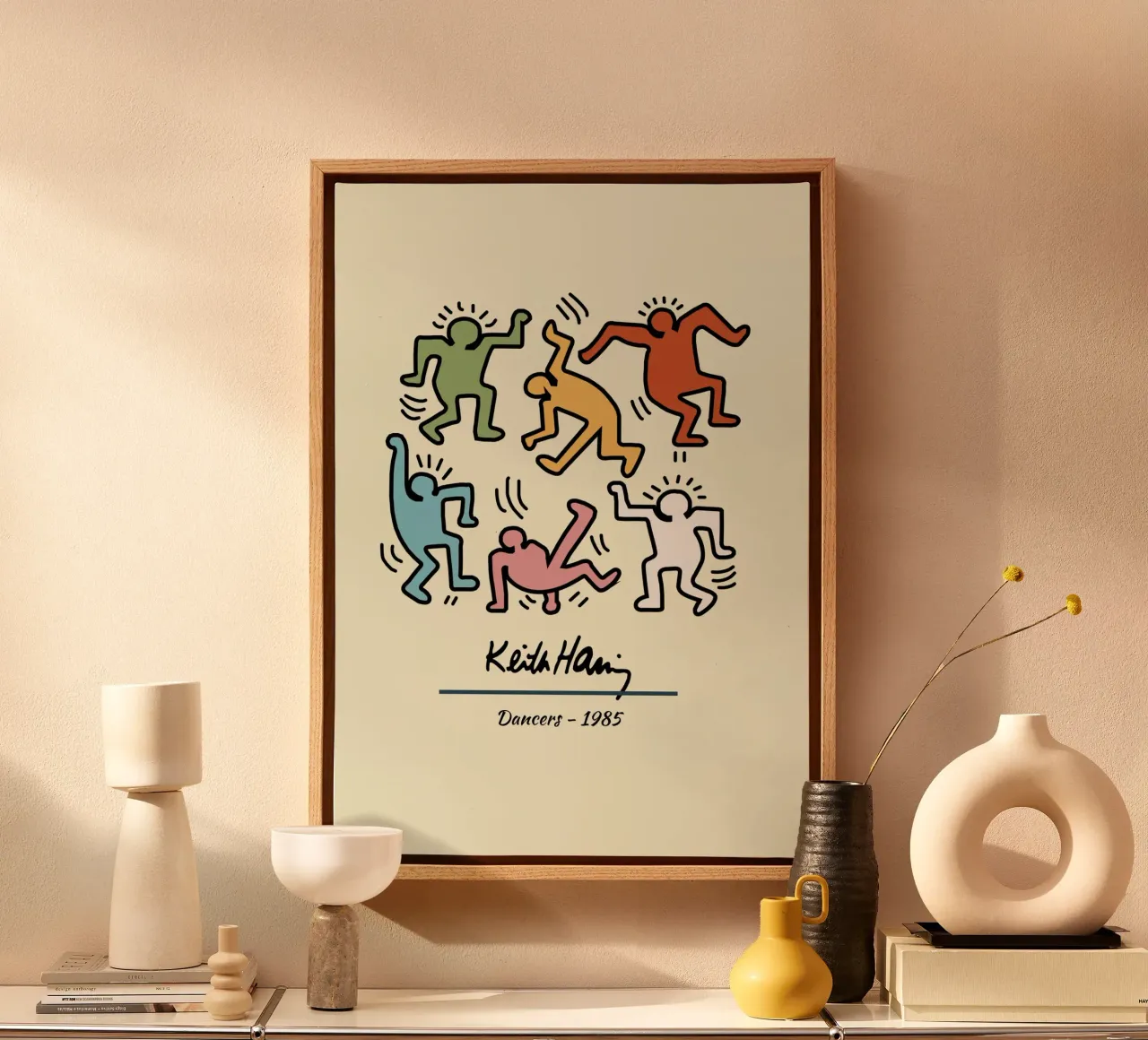 Keith Haring Dansers Pop Art Poster canvas met Baklijst van ClubArt
