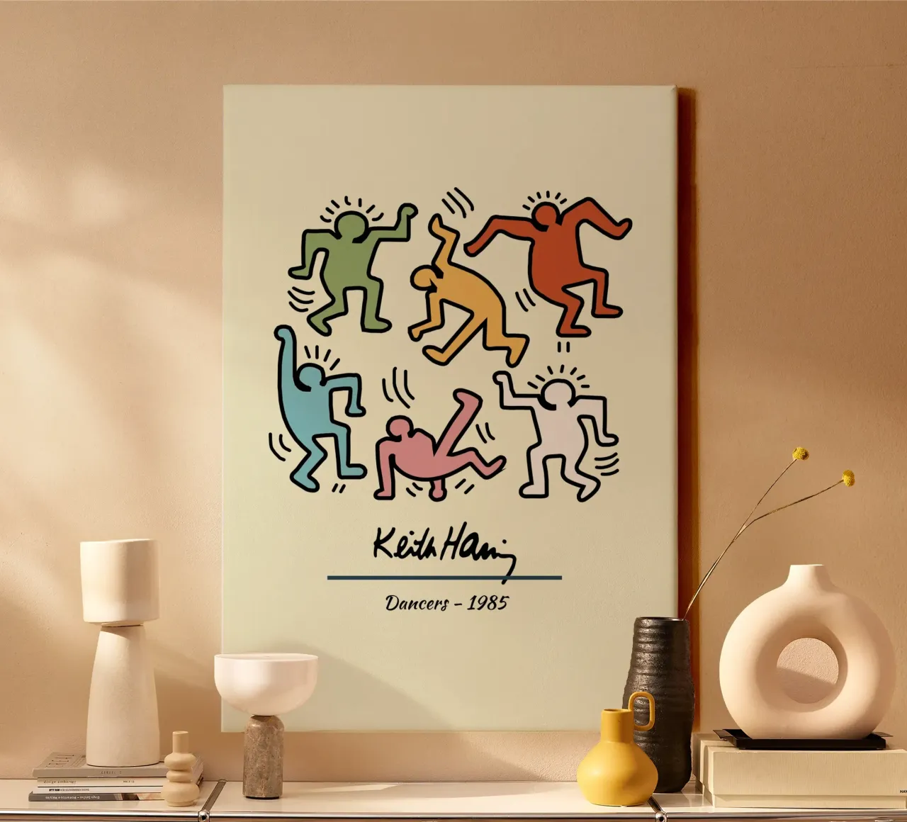 Keith Haring Dansers Pop Art Poster canvas met Baklijst van ClubArt