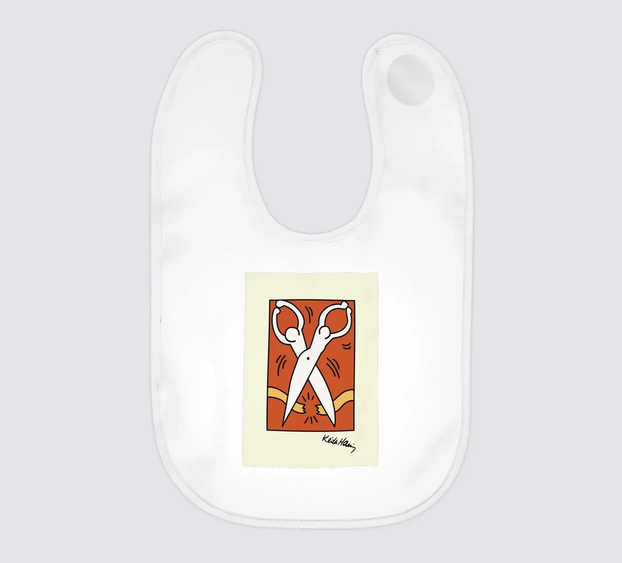 Keith Haring Scissors Pop Art Print baby bib by ClubArt