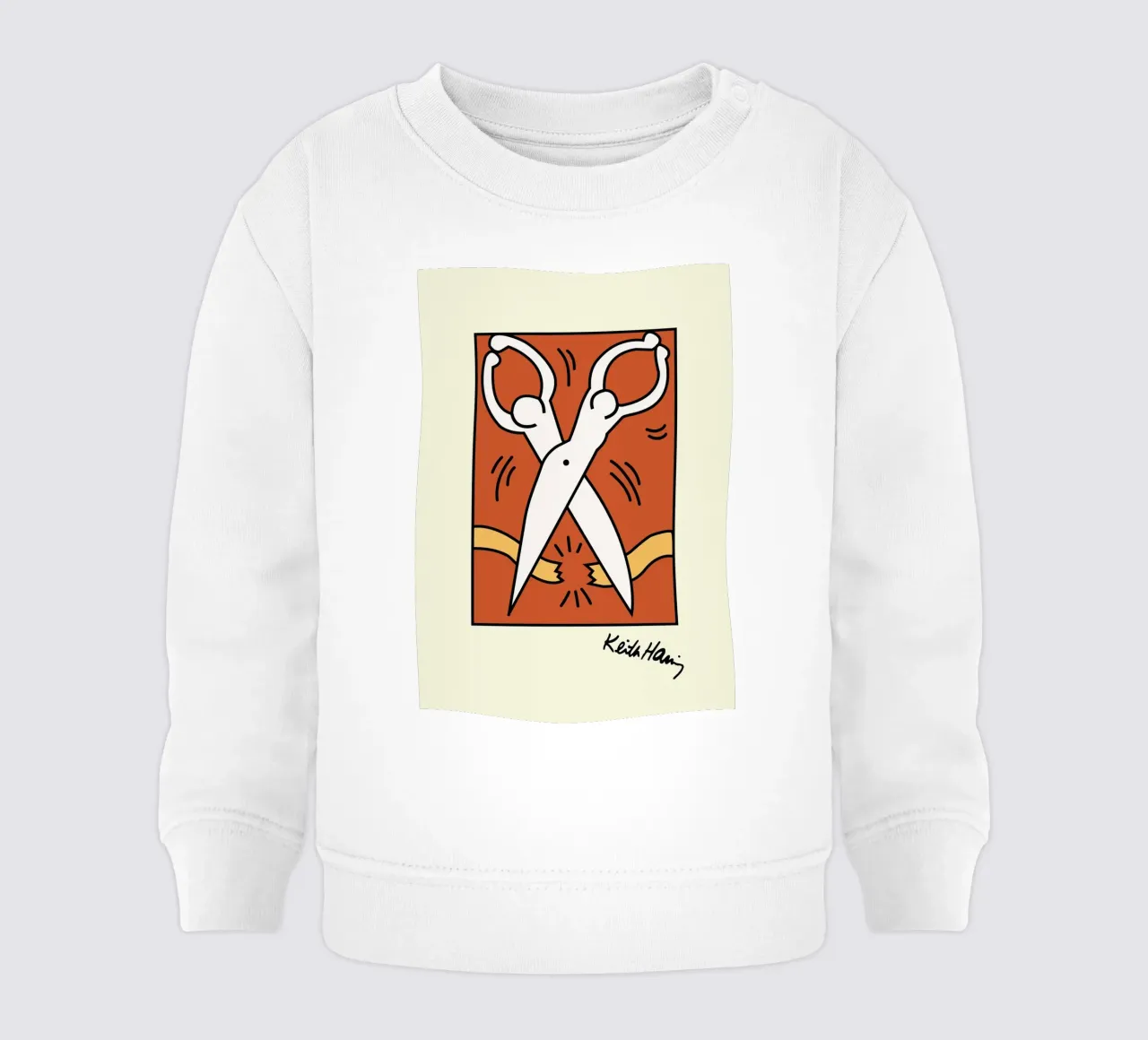 Keith Haring Tijeras Pop Art Print sudadera de bebé de ClubArt
