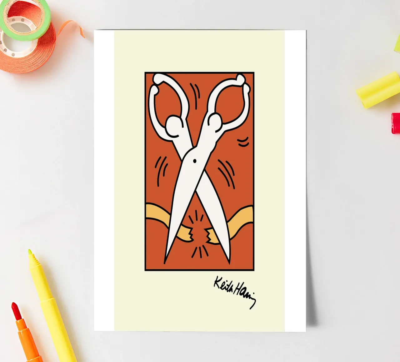 Keith Haring Scissors Pop Art Print sticker sheet by ClubArt