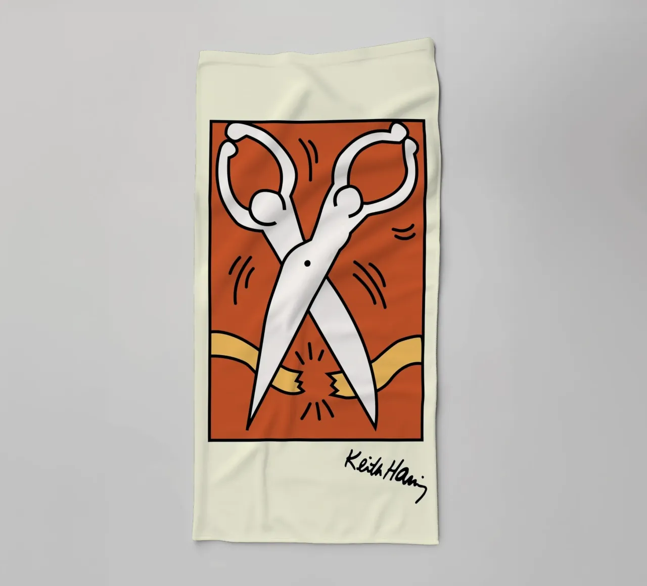 Keith Haring Scissors Pop Art Print towel by ClubArt