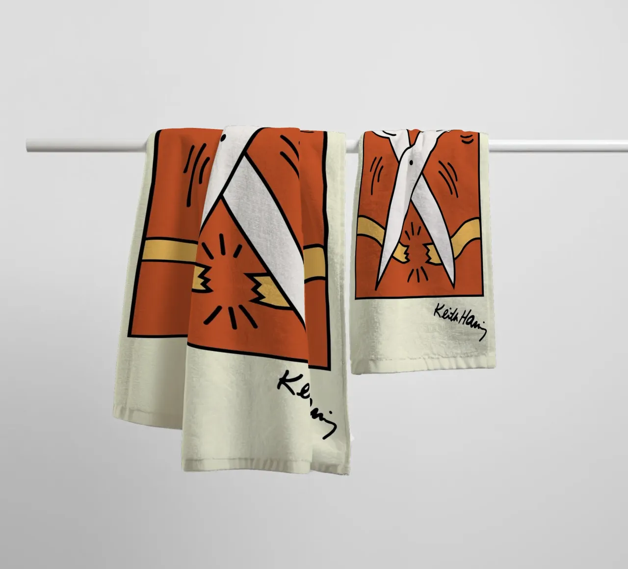 Keith Haring Scissors Pop Art Print towel by ClubArt