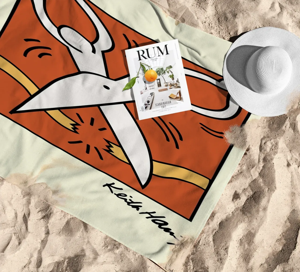 Keith Haring Scissors Pop Art Print beach towel by ClubArt