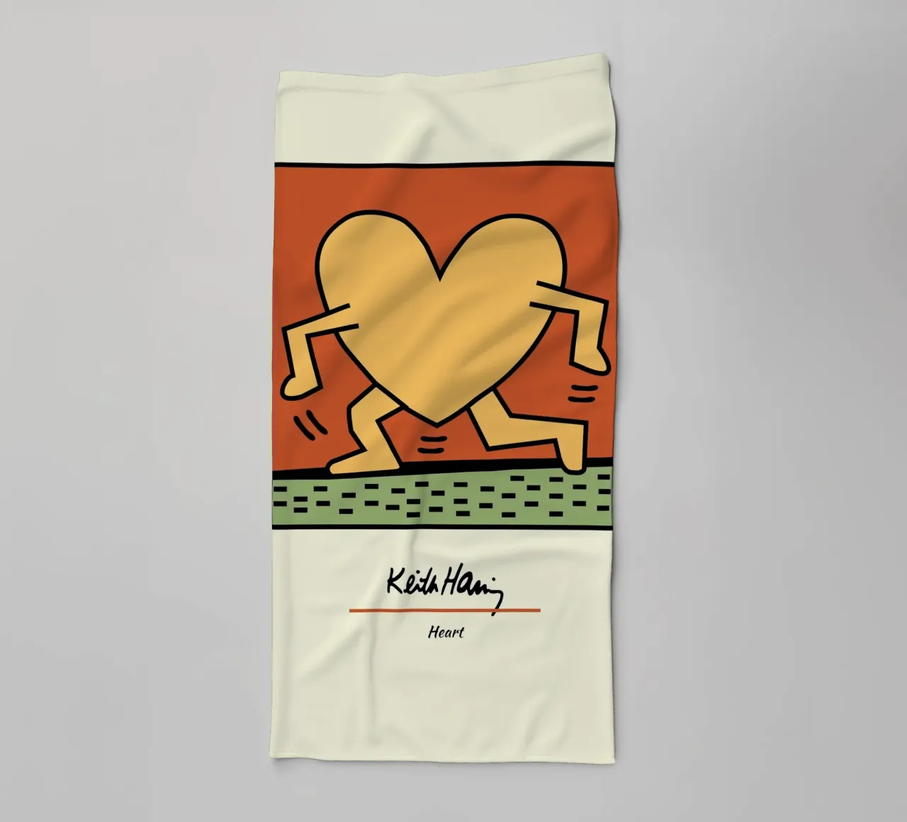 Keith Haring Heart Pop Art Print towel by ClubArt