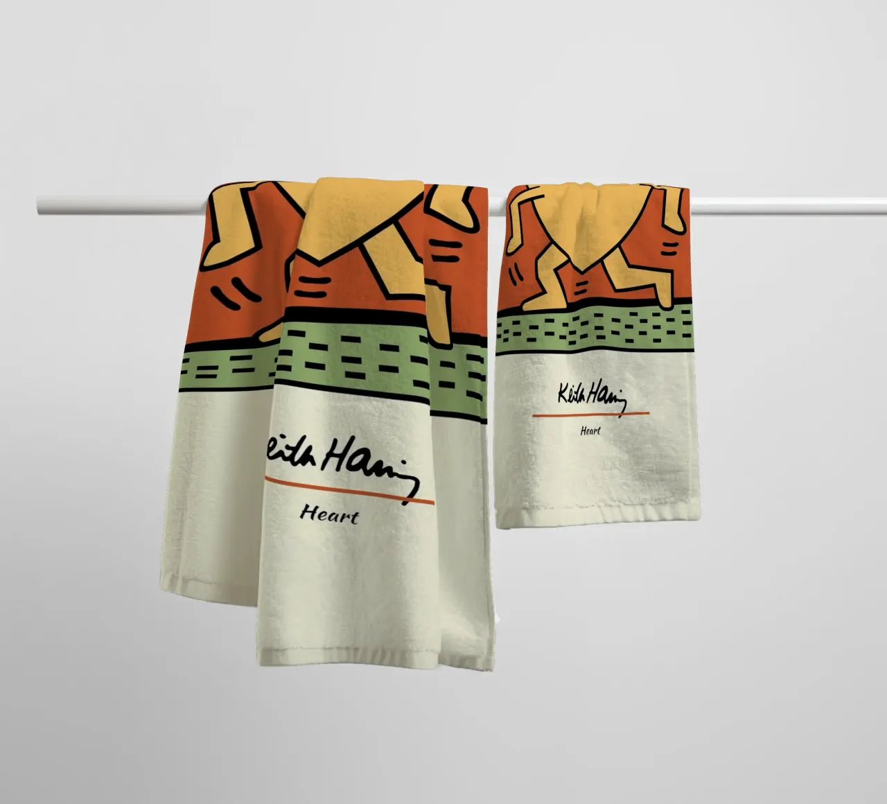 Keith Haring Heart Pop Art Print towel by ClubArt