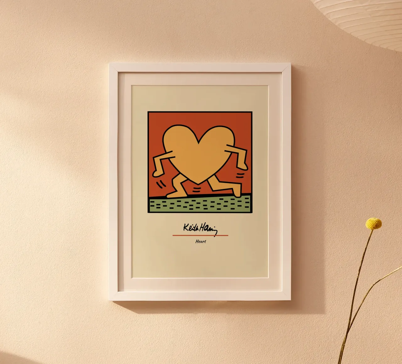 Stampa pop art del cuore di Keith Haring poster con telaio in plastica da ClubArt
