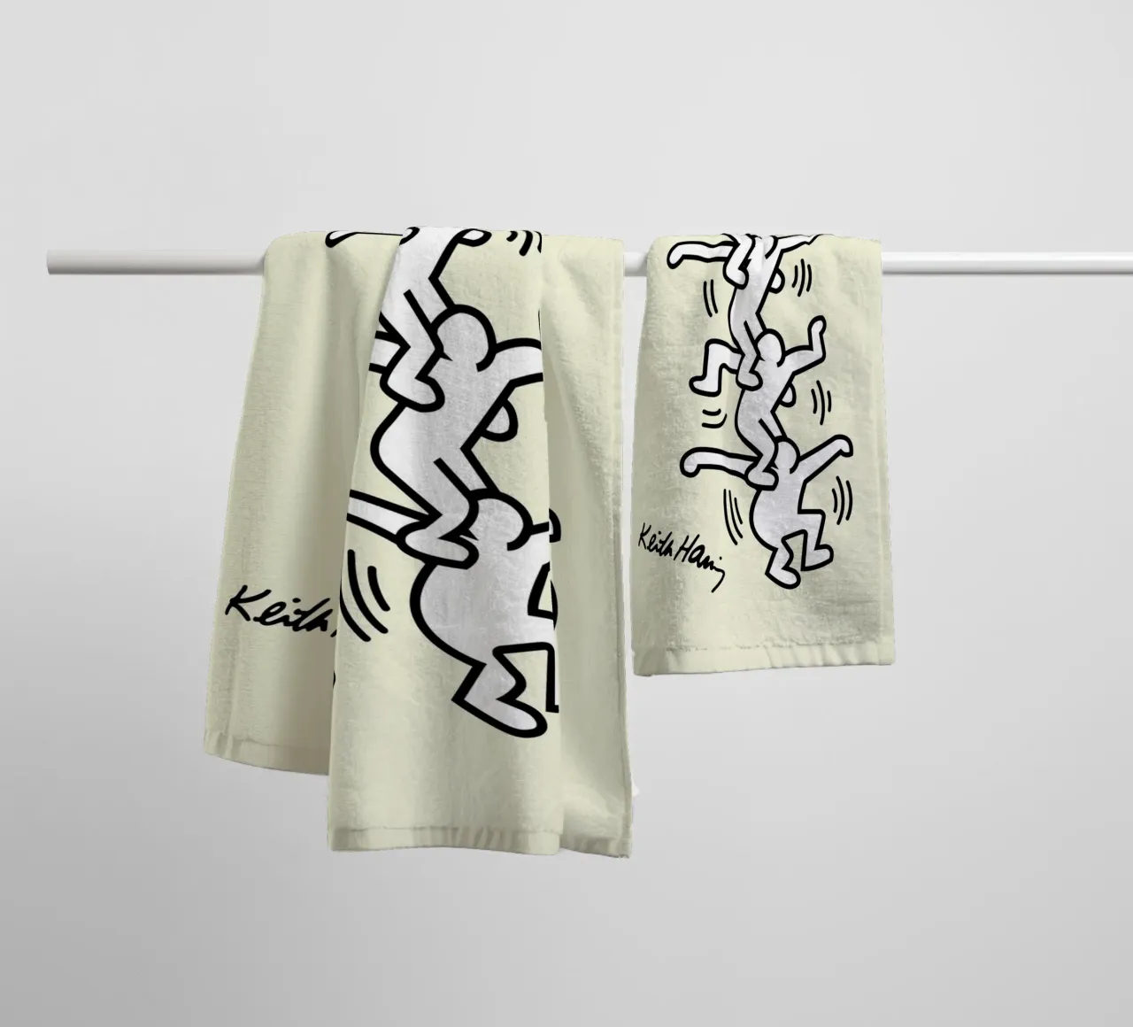 Keith Haring Human Tower Pop Art Print towel by ClubArt