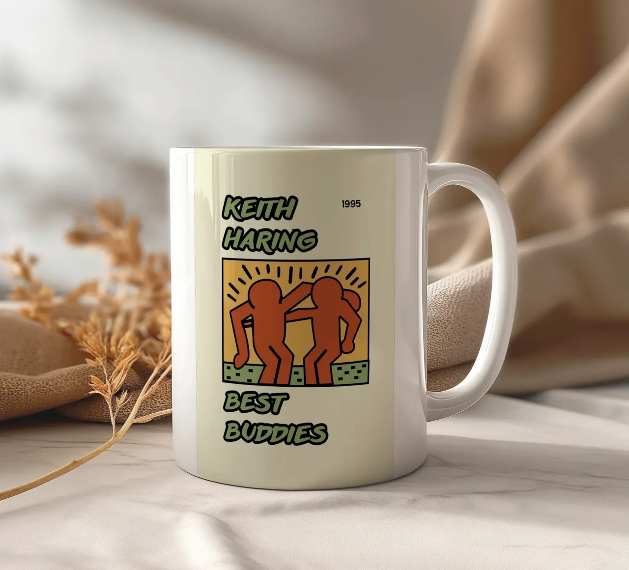 Poster di Keith Haring per l'amicizia dei migliori amici tazza in ceramica da ClubArt
