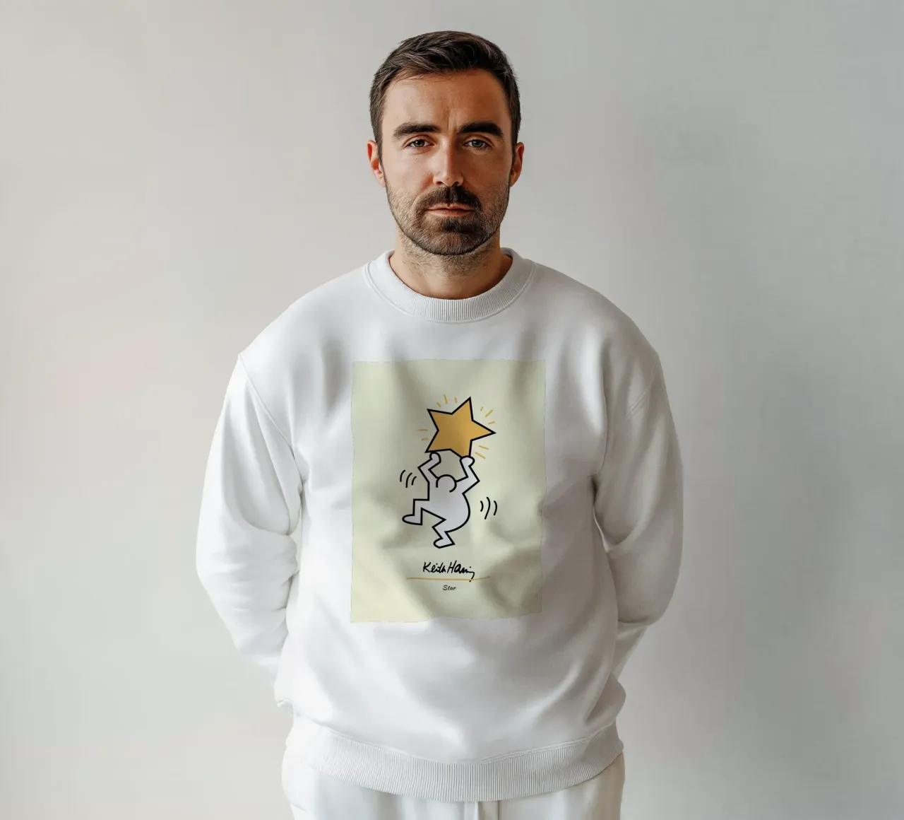 Stampa pop di Keith Haring Star felpa da ClubArt
