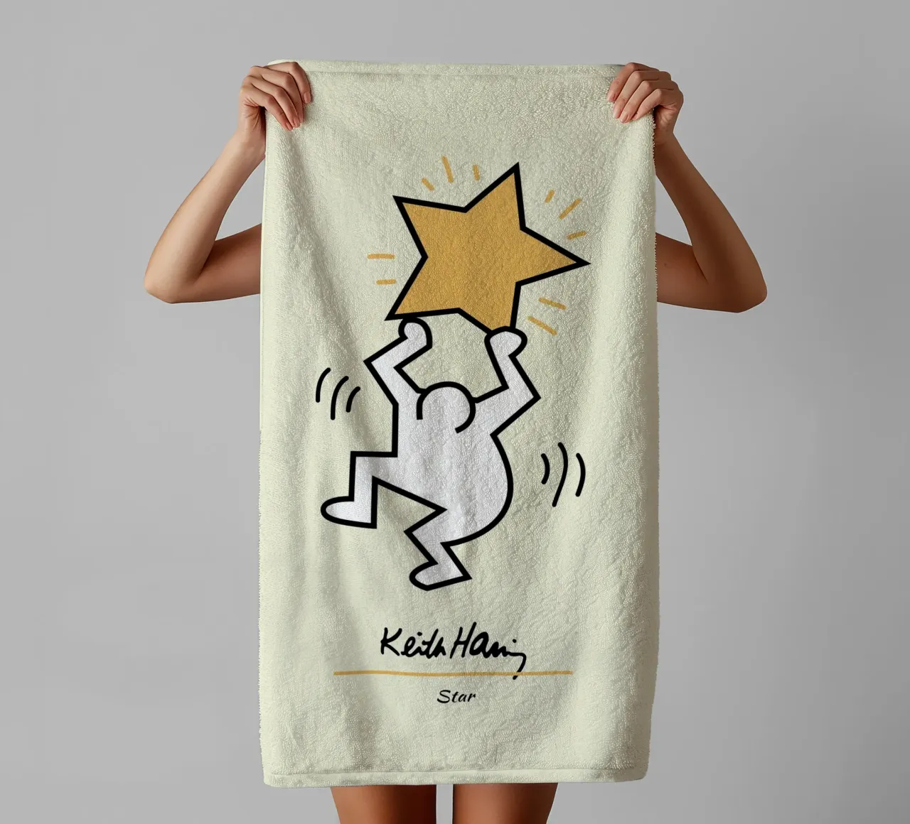 Keith Haring Star Pop Art Print towel by ClubArt