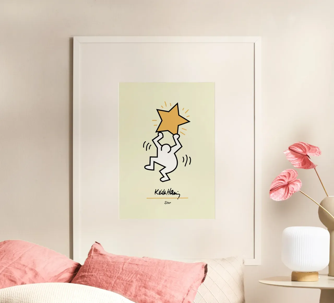 Stampa pop di Keith Haring Star poster con telaio in plastica da ClubArt