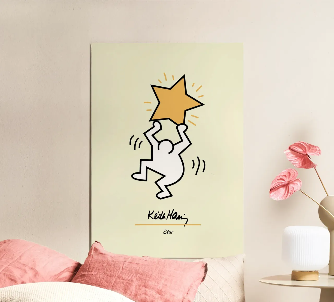 Stampa pop di Keith Haring Star poster con telaio in plastica da ClubArt