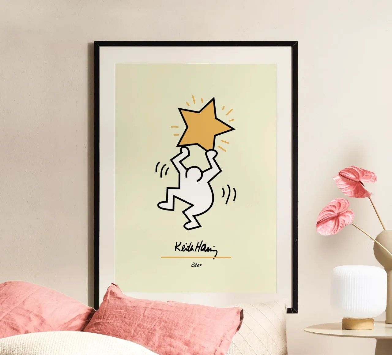 Stampa pop di Keith Haring Star poster con telaio in plastica da ClubArt
