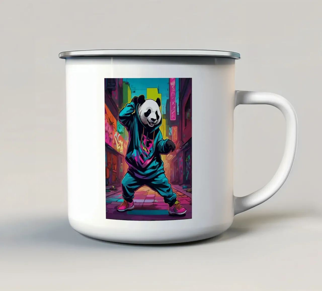 Panda Urbano Groove tazza in smalto da artdesign1985