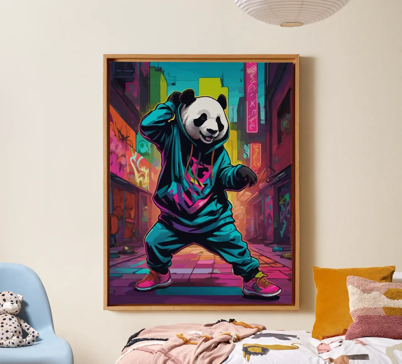 Panda Urbano Groove tela con Cornice a cassetta da artdesign1985
