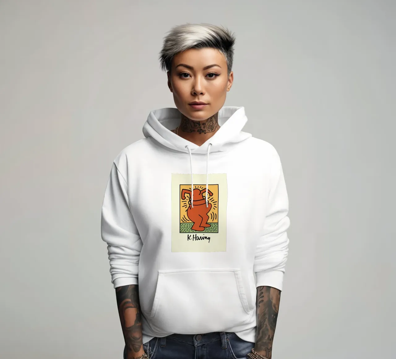 Stampa pop di Keith Haring Radiant Figure felpa con cappuccio da ClubArt