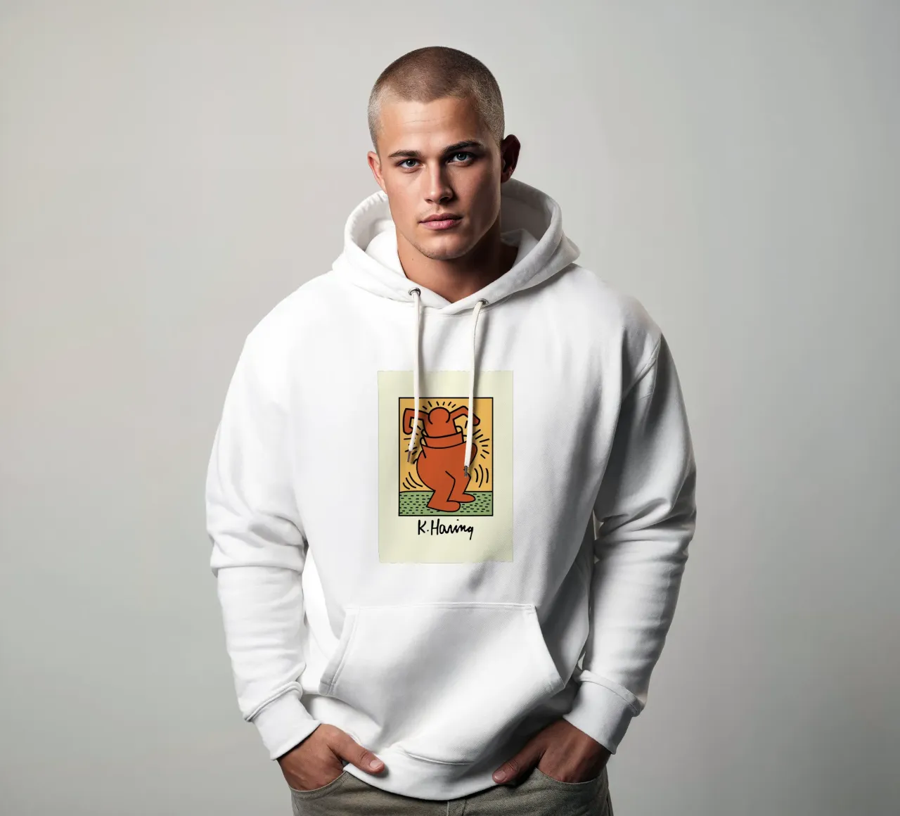 Stampa pop di Keith Haring Radiant Figure felpa con cappuccio da ClubArt