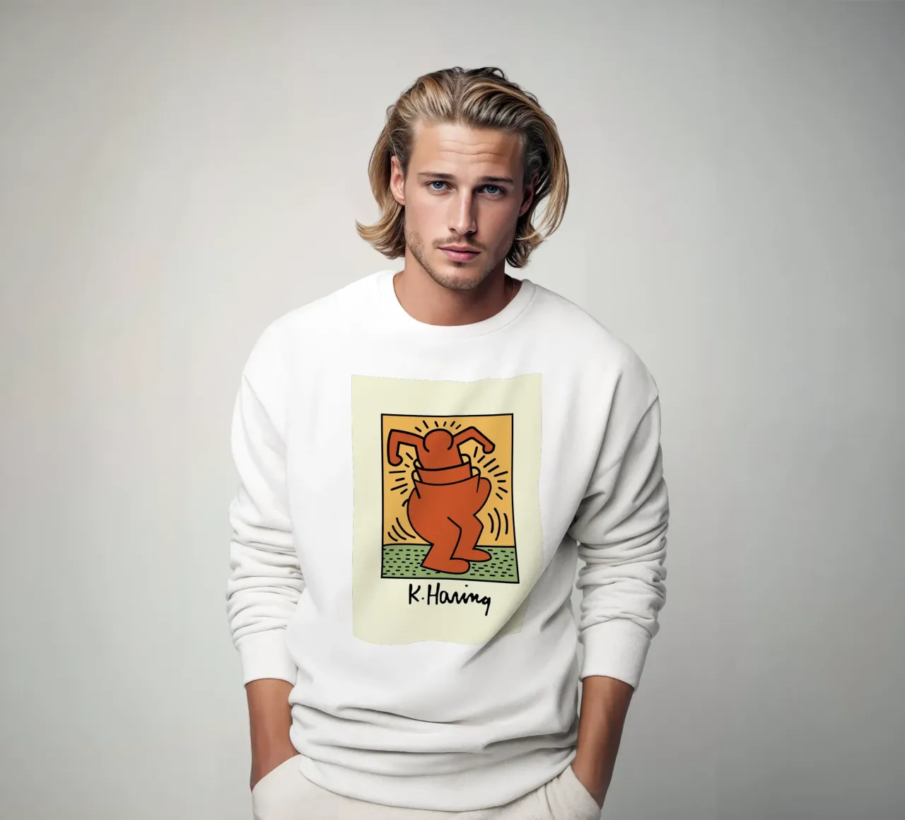 Stampa pop di Keith Haring Radiant Figure felpa da ClubArt