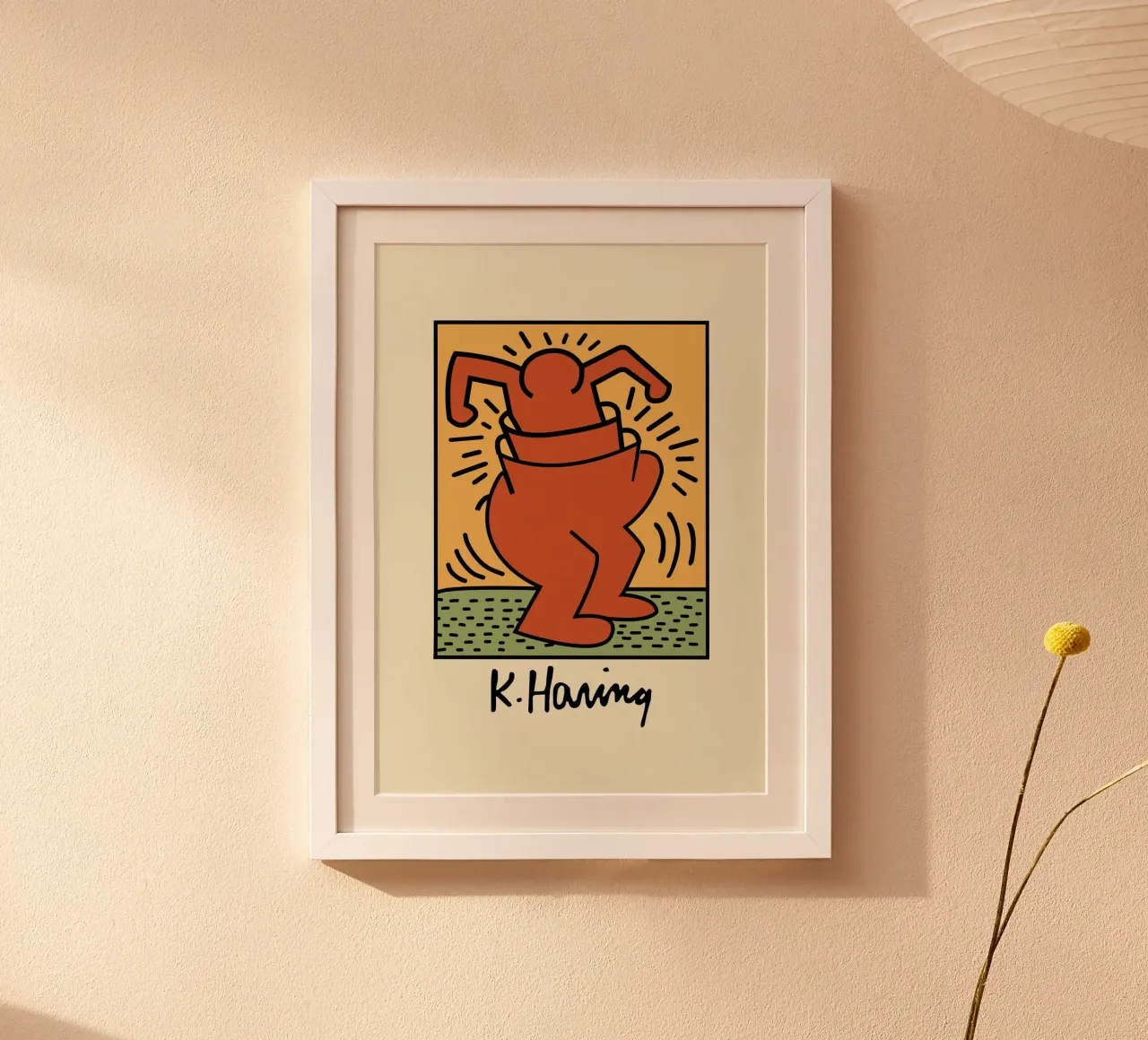 Stampa pop di Keith Haring Radiant Figure poster con telaio in plastica da ClubArt