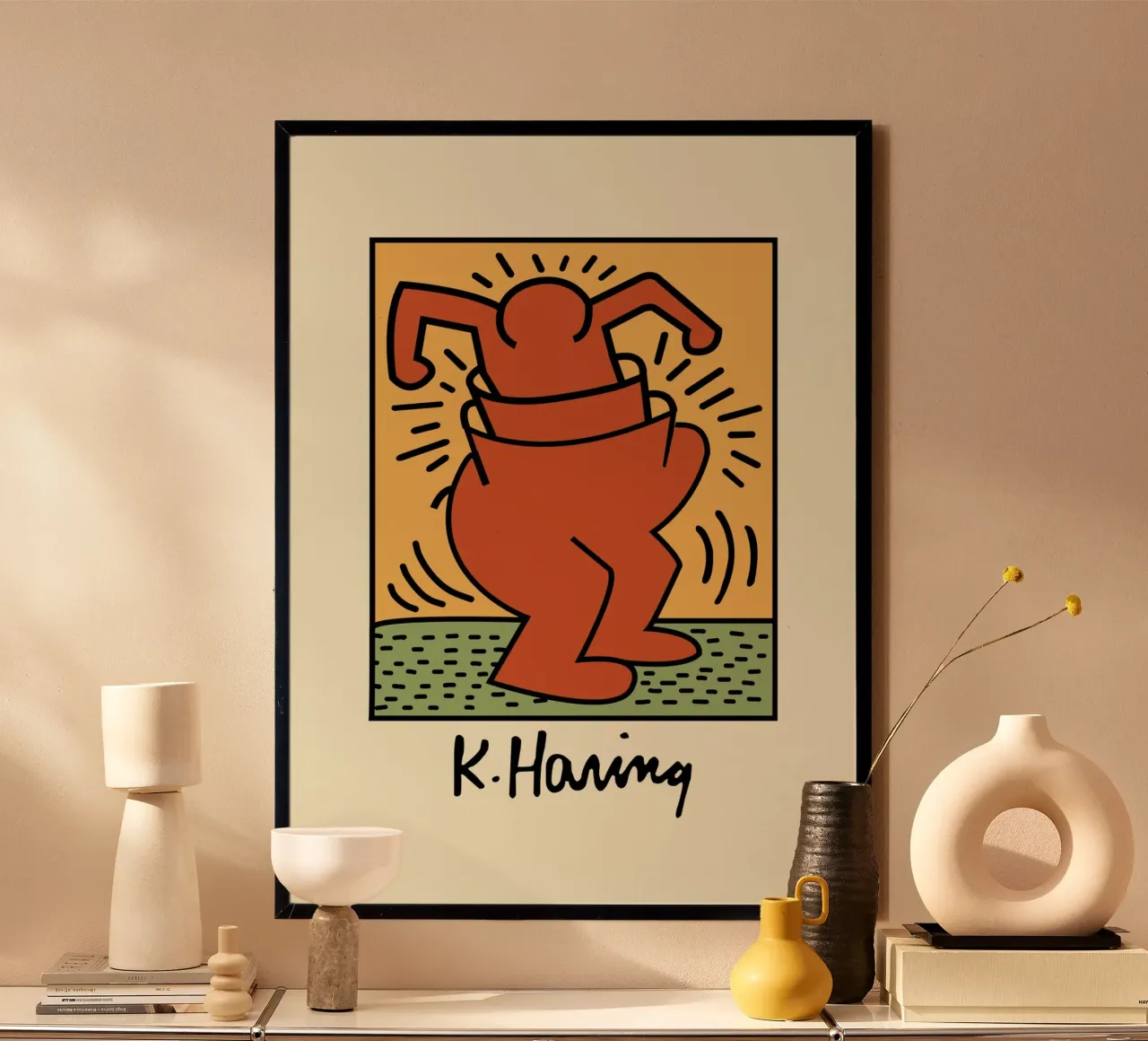 Stampa pop di Keith Haring Radiant Figure poster con telaio in plastica da ClubArt