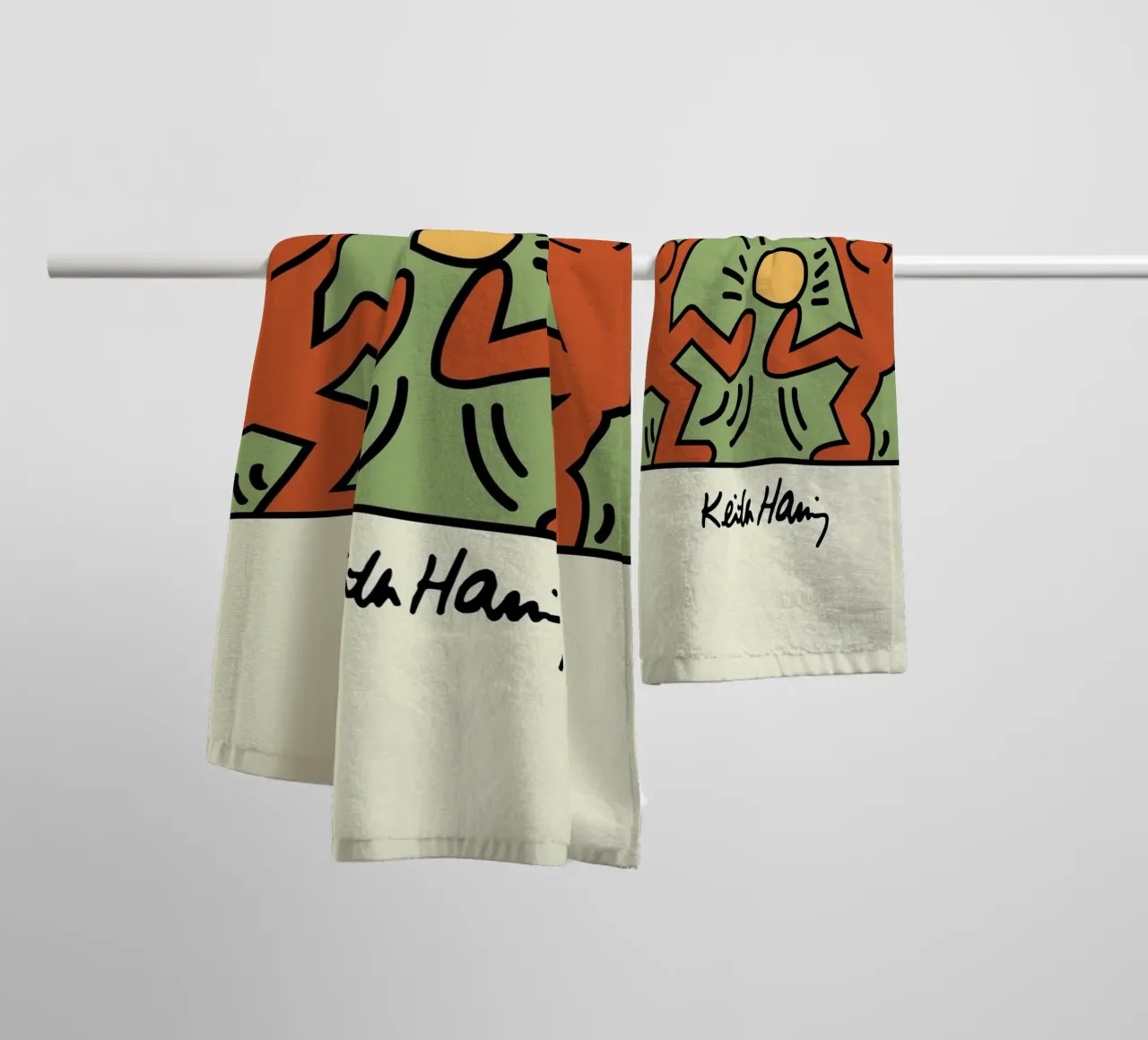 Keith Haring Radiant Figures Pop Art Print towel by ClubArt