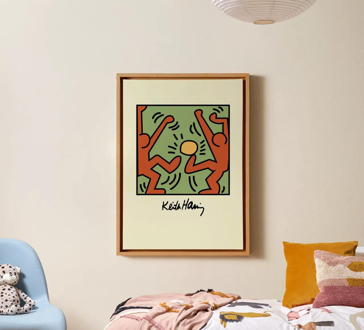 Keith Haring Stralende Figuren Pop Art Print canvas met Baklijst van ClubArt