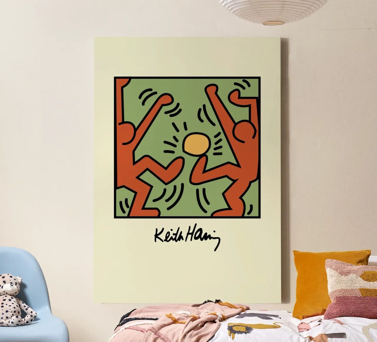 Keith Haring Stralende Figuren Pop Art Print canvas met Baklijst van ClubArt