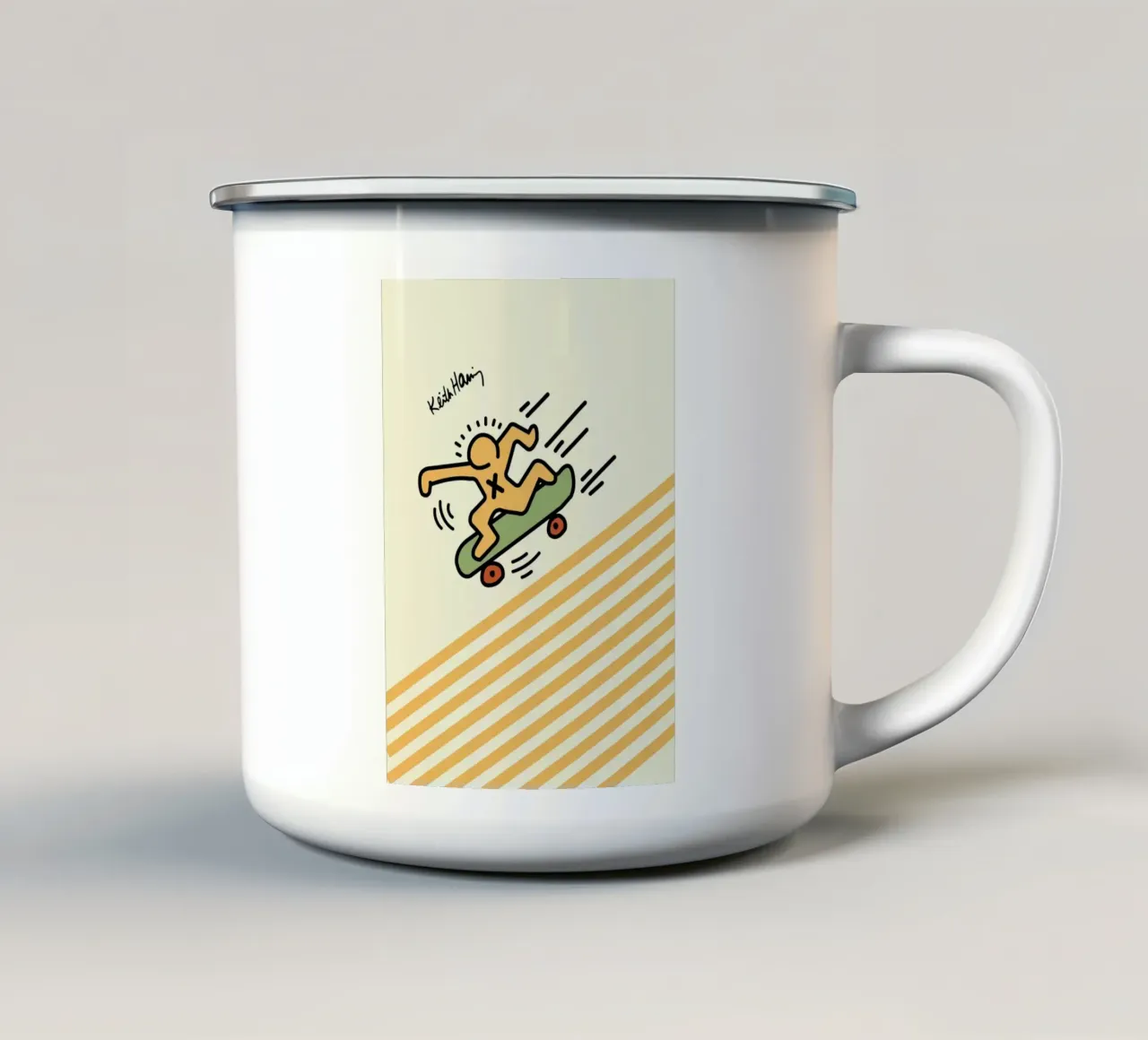 Stampa pop art di Keith Haring Skateboarder tazza in smalto da ClubArt