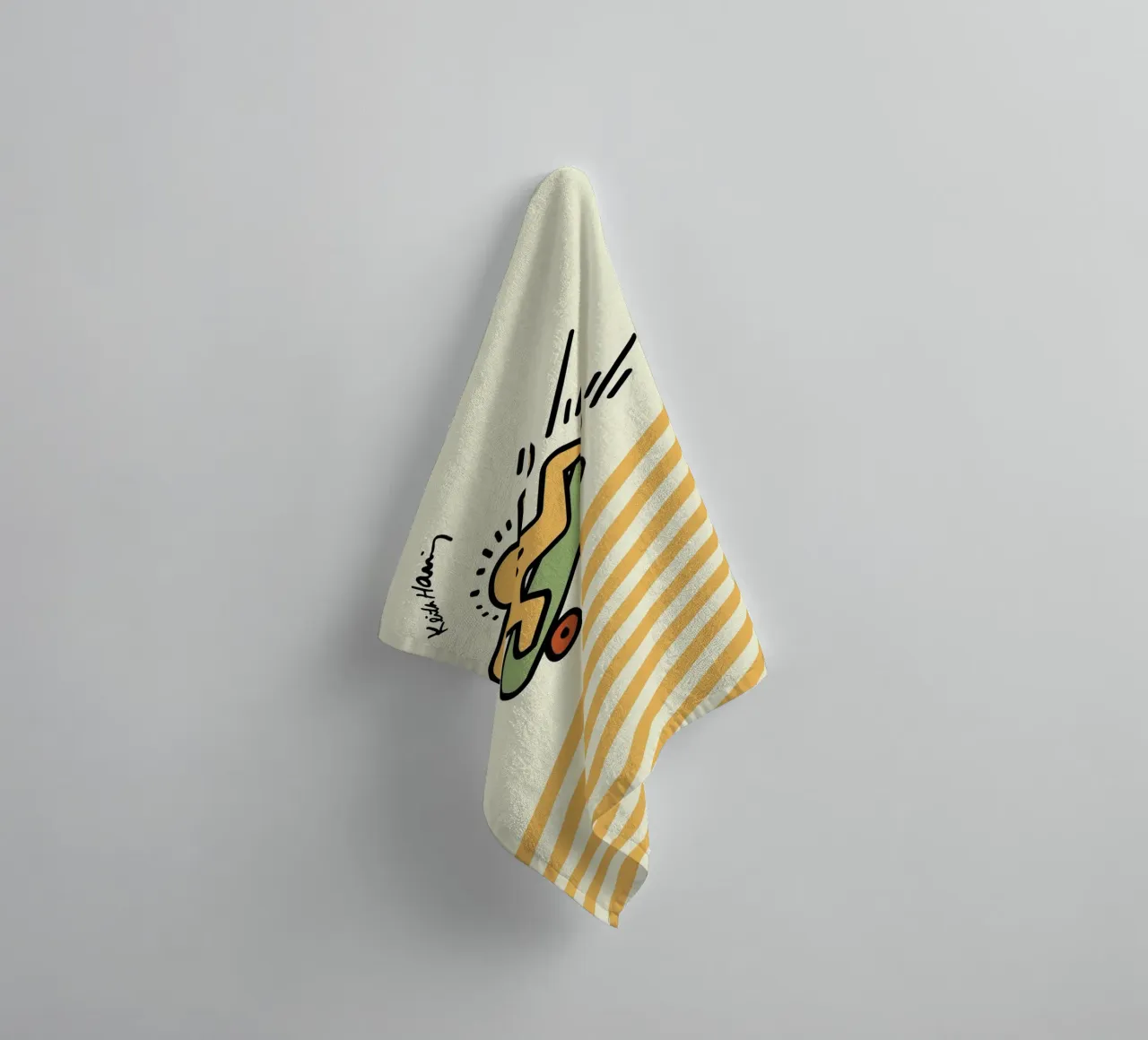 Keith Haring Skateboarder Pop Art Print towel by ClubArt