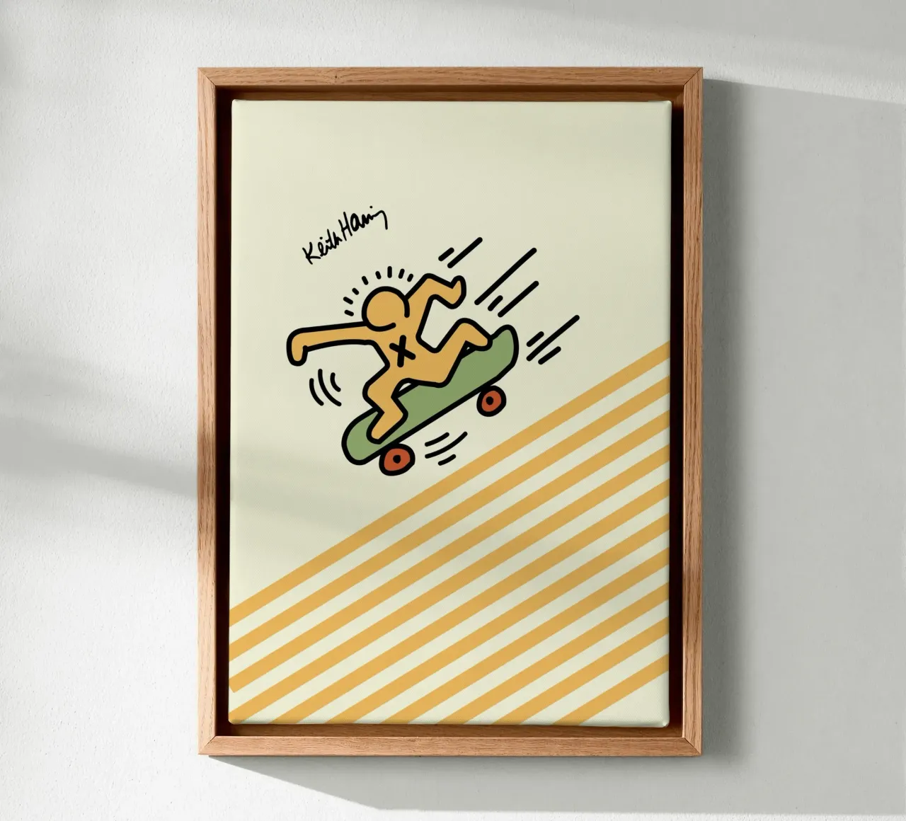 Impresión Pop Art de Keith Haring Skateboarder lienzo con Marco flotante de ClubArt