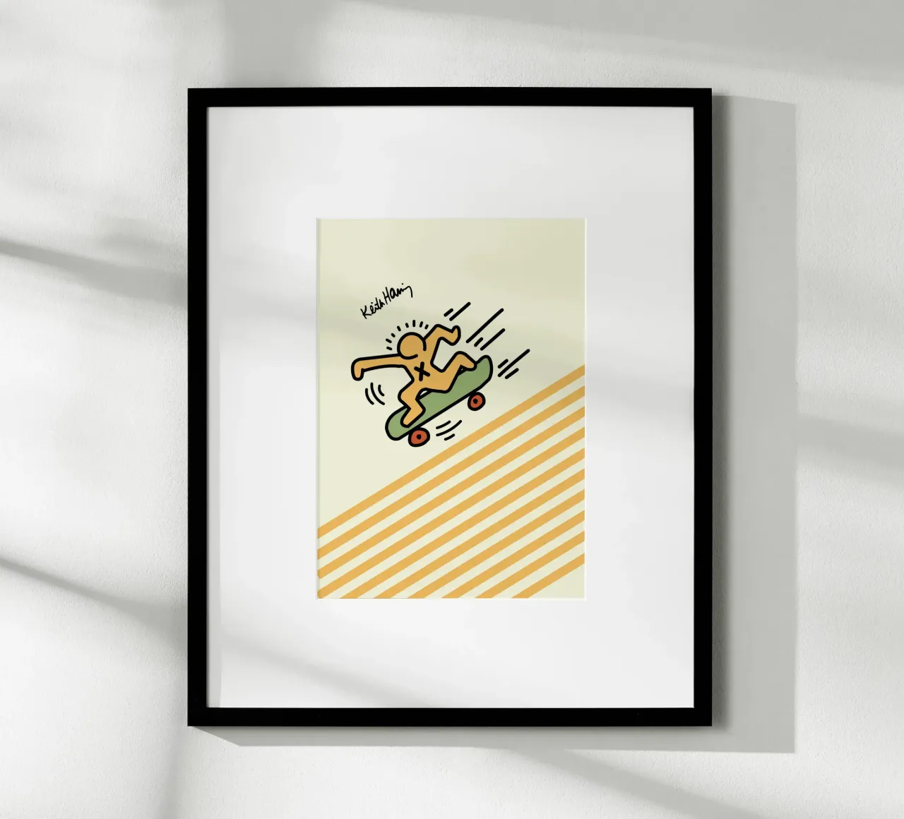 Stampa pop art di Keith Haring Skateboarder poster con telaio in plastica da ClubArt