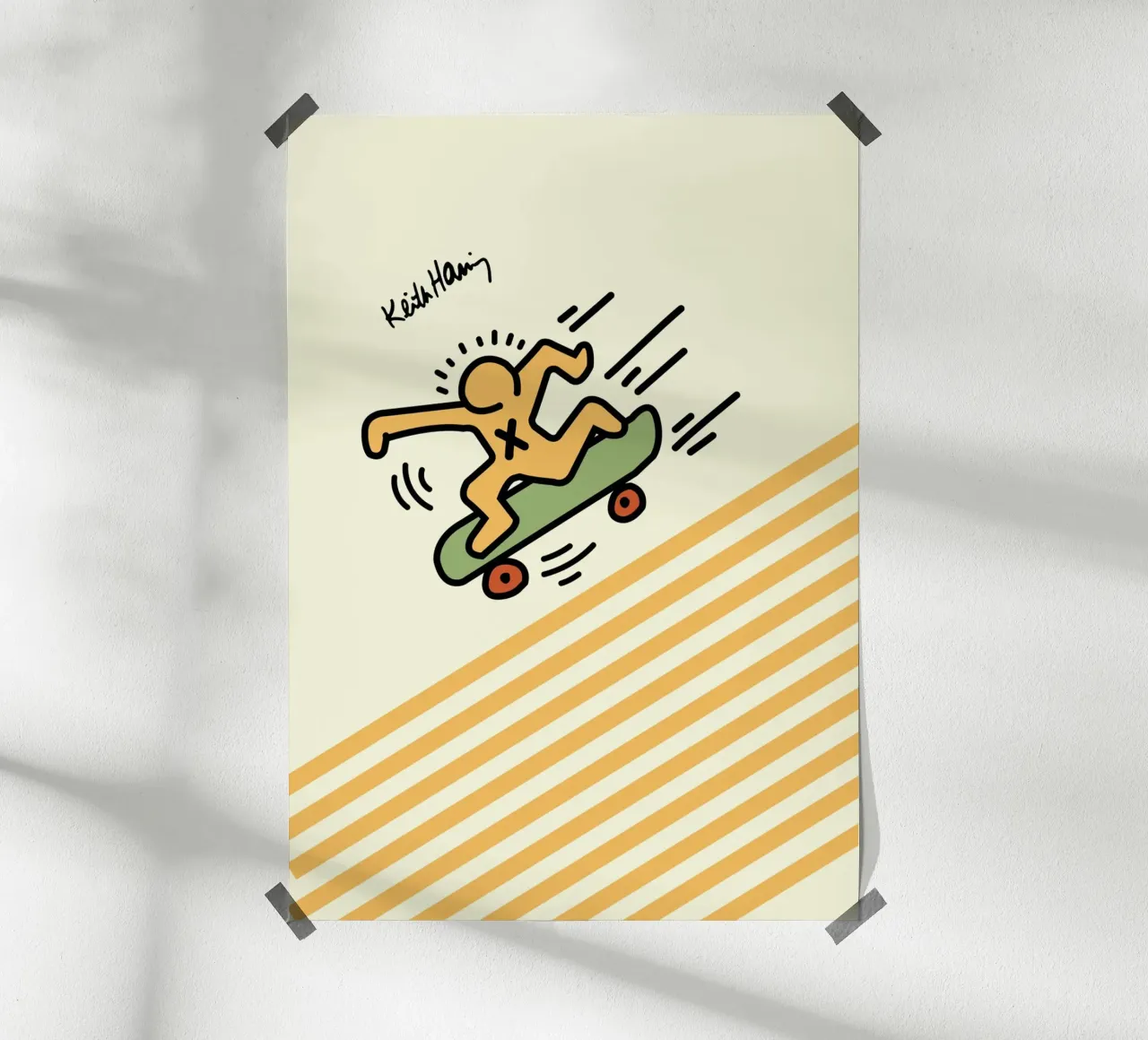 Stampa pop art di Keith Haring Skateboarder poster con telaio in plastica da ClubArt