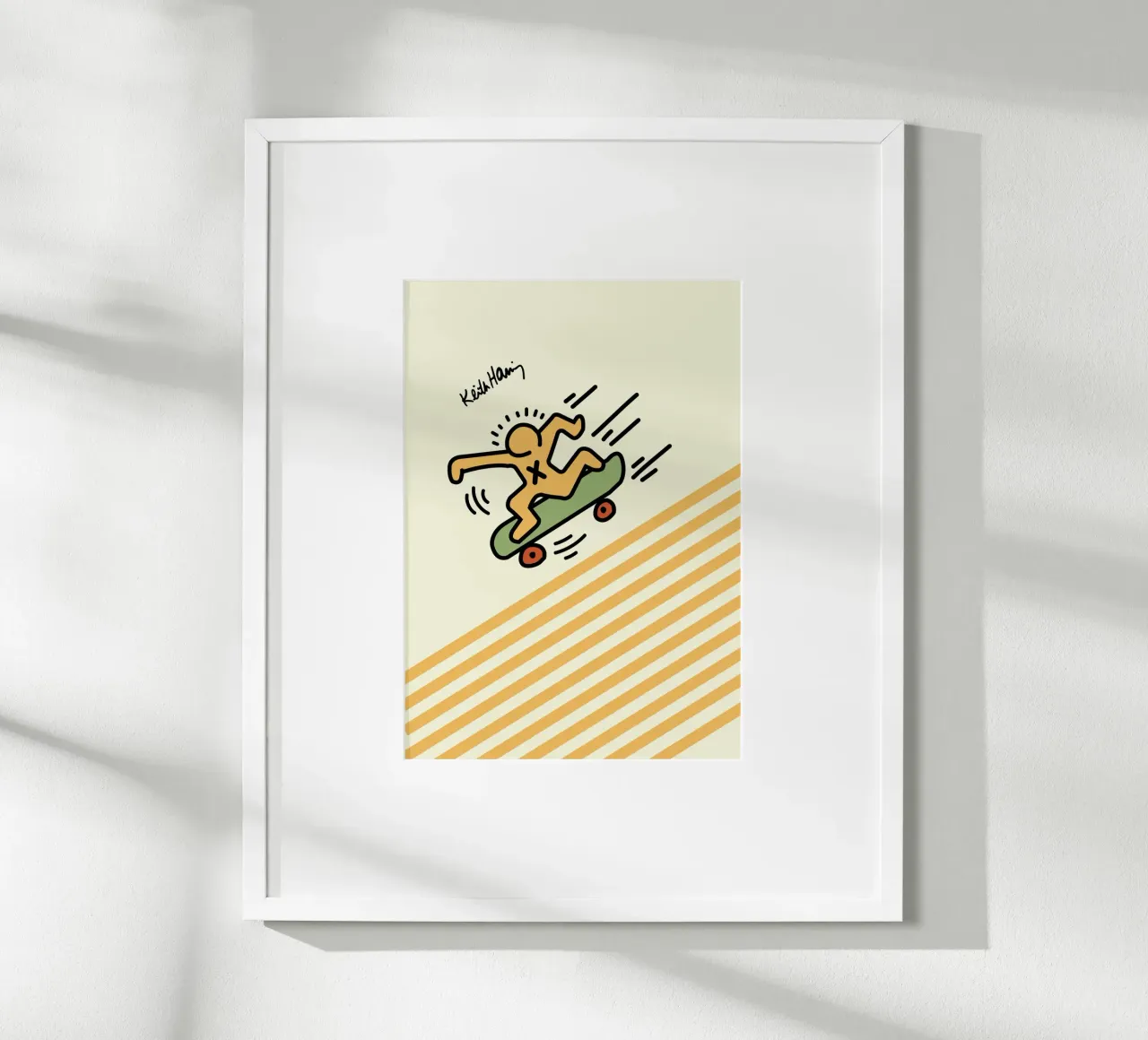 Stampa pop art di Keith Haring Skateboarder poster con telaio in plastica da ClubArt
