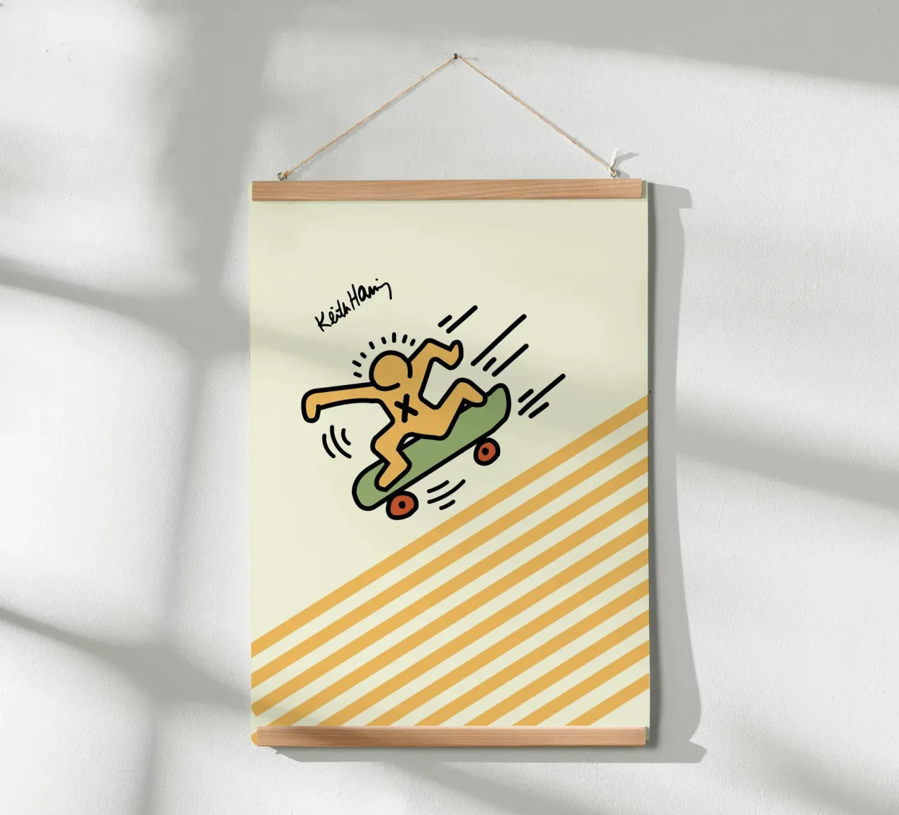 Stampa pop art di Keith Haring Skateboarder poster con telaio in plastica da ClubArt