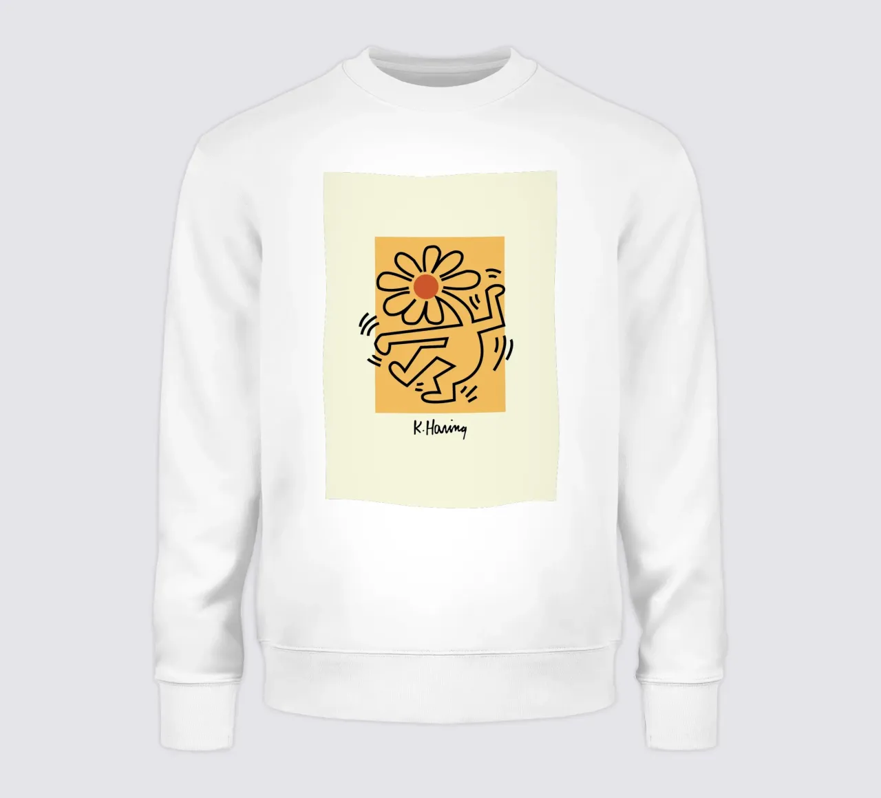 Stampa pop di Keith Haring Flower Figure felpa da ClubArt
